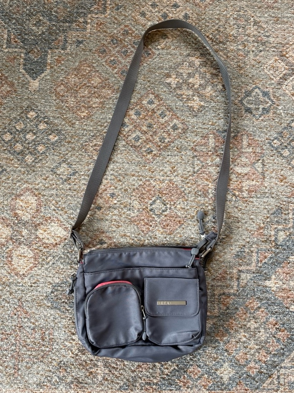 Baggallini Gray Crossbody Bag with Red Accent
